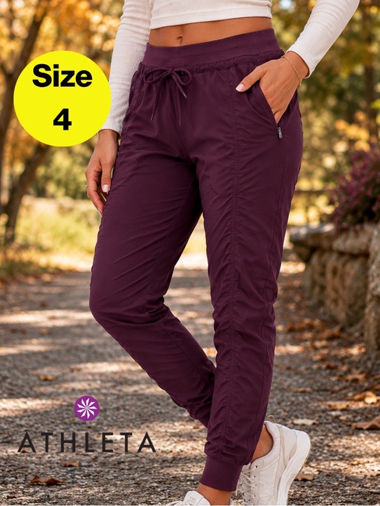 Athleta Pants - ATHLETA 💜 Attitude Lined Ruched Jogger Pant in Burgundy (Women’s Size 4)